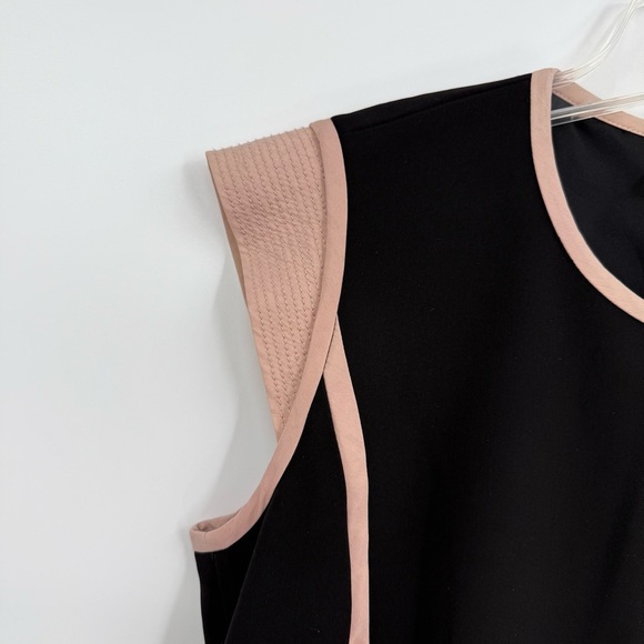 Rebecca Taylor black sheath dress Pink trim size 6 Cap Sleeves Lined Back Zip - Picture 5 of 10